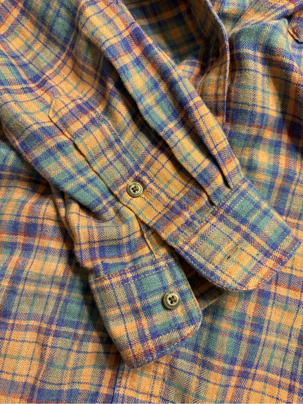 Toad&Co Peach and Blue Plaid Midi Shirt Dress with Self-Tie - Picture 5 of 9